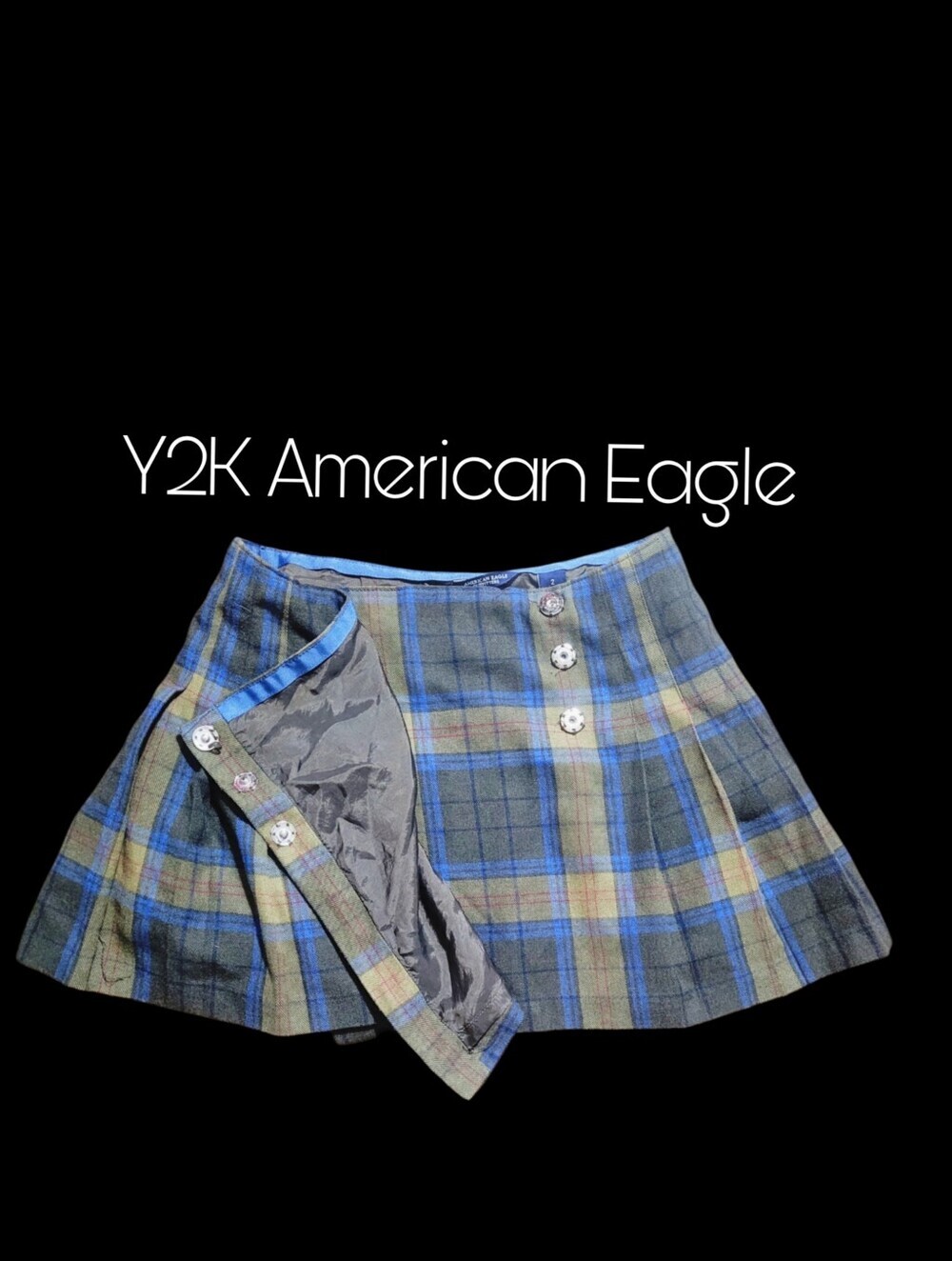 Y2k Vintage American Eagle Outfitters Tartan Plaid Flannel  Mini Wrap Skirt
